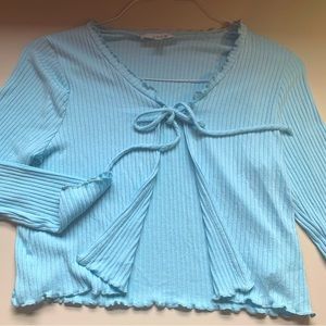 Gaze Tie-Sweater knit Cardigan women’s Medium baby blue